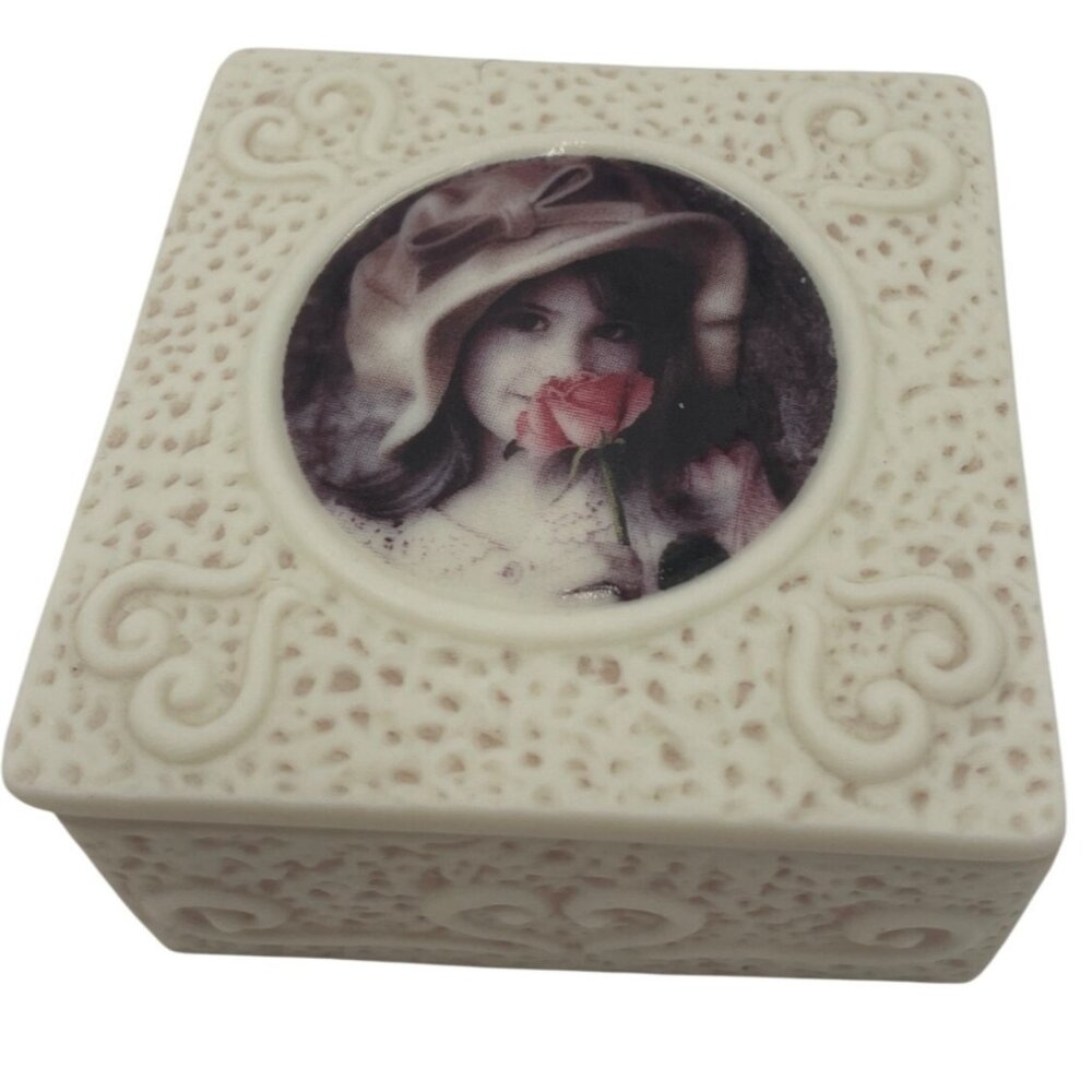 Kim Andersons Picture Perfect Trinket Box With Girl & Rose